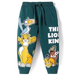 Babyhug Disney Terry Knit Full Length Lounge Pant with The Lion King Graphics - Dark Green