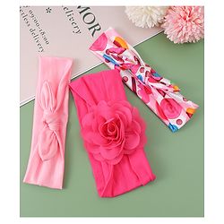 Babyhug Headbands with Bow Applique Free Size Pack of 3 - Pink