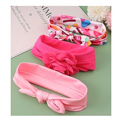Babyhug Headbands with Bow Applique Free Size Pack of 3 - Pink