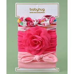 Babyhug Headbands with Bow Applique Free Size Pack of 3 - Pink