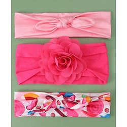 Babyhug Headbands with Bow Applique Free Size Pack of 3 - Pink