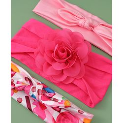Babyhug Headbands with Bow Applique Free Size Pack of 3 - Pink