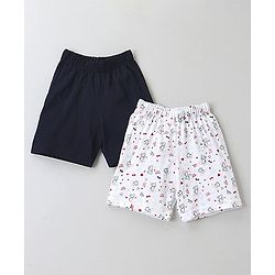 Babyhug Shorts Puppy Print Pack of 2 - Navy White