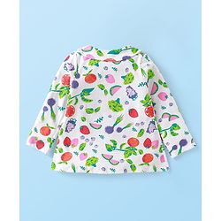 Babyhug Cotton Knit Full Sleeves Night Suit With Floral Print - White