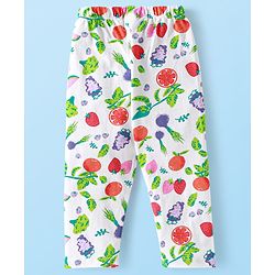 Babyhug Cotton Knit Full Sleeves Night Suit With Floral Print - White