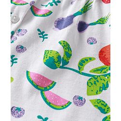 Babyhug Cotton Knit Full Sleeves Night Suit With Floral Print - White