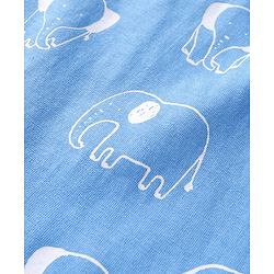 Babyhug Cotton Knit Full Sleeves Night Suit with Elephant Print - Blue