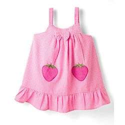 Babyhug Cotton Woven Knee Length Checks Print Frock With Bloomers & Hat - Pink