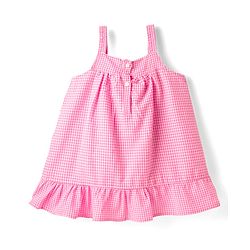 Babyhug Cotton Woven Knee Length Checks Print Frock With Bloomers & Hat - Pink