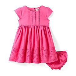 Babyhg Cotton Knit Cap Sleeves Frock with Bloomer & Pinktuck Detailing - Dark Pink