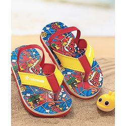 Cute Walk by Babyhug Slip on Flip Flops with  Comic Print - Red,blue and Yellow