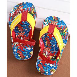 Cute Walk by Babyhug Slip on Flip Flops with  Comic Print - Red,blue and Yellow