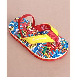 Cute Walk by Babyhug Slip on Flip Flops with  Comic Print - Red,blue and Yellow