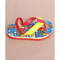 Cute Walk by Babyhug Slip on Flip Flops with  Comic Print - Red,blue and Yellow
