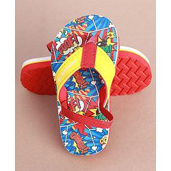 Cute Walk by Babyhug Slip on Flip Flops with  Comic Print - Red,blue and Yellow