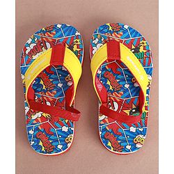 Cute Walk by Babyhug Slip on Flip Flops with  Comic Print - Red,blue and Yellow