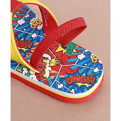 Cute Walk by Babyhug Slip on Flip Flops with  Comic Print - Red,blue and Yellow