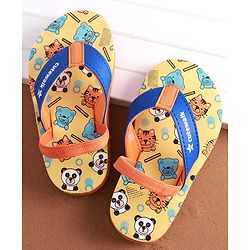 Cute Walk by Babyhug Flip Flops with Animal Print & Back Strap - Yellow