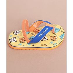 Cute Walk by Babyhug Flip Flops with Animal Print & Back Strap - Yellow