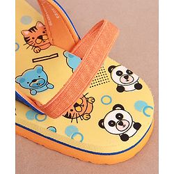 Cute Walk by Babyhug Flip Flops with Animal Print & Back Strap - Yellow