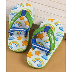 Cute Walk by Babyhug Flip Flops with Back Strap Closure & Star Print - Green
