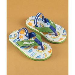 Cute Walk by Babyhug Flip Flops with Back Strap Closure & Star Print - Green