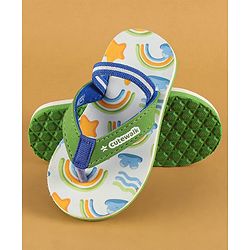 Cute Walk by Babyhug Flip Flops with Back Strap Closure & Star Print - Green