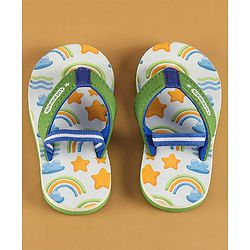 Cute Walk by Babyhug Flip Flops with Back Strap Closure & Star Print - Green