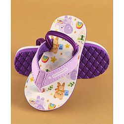 Cute Walk by Babyhug Flip Flops with Back Strap Closure & Elephant Print - Lilac
