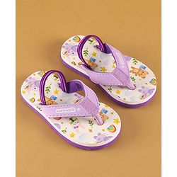 Cute Walk by Babyhug Flip Flops with Back Strap Closure & Elephant Print - Lilac