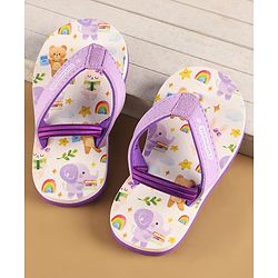 Cute Walk by Babyhug Flip Flops with Back Strap Closure & Elephant Print - Lilac