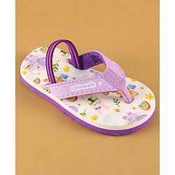 Cute Walk by Babyhug Flip Flops with Back Strap Closure & Elephant Print - Lilac