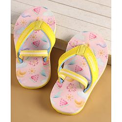 Cute Walk by Babyhug Flip Flops with Back Strap Closure & Watermelon Print - Yellow