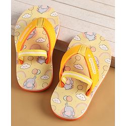 Cute Walk by Babyhug Flip Flops with Back Strap Closure & Elephant Print - Yellow