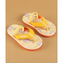 Cute Walk by Babyhug Flip Flops with Back Strap Closure & Elephant Print - Yellow