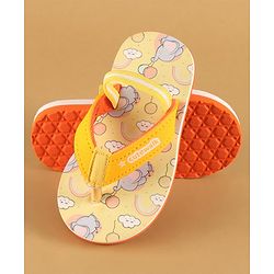 Cute Walk by Babyhug Flip Flops with Back Strap Closure & Elephant Print - Yellow