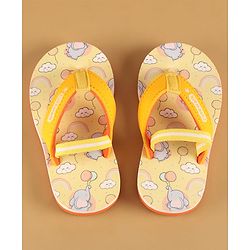 Cute Walk by Babyhug Flip Flops with Back Strap Closure & Elephant Print - Yellow