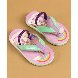Cute Walk by Babyhug Flip Flops with Back Strap Closure & Unicorn Print - Green