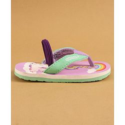 Cute Walk by Babyhug Flip Flops with Back Strap Closure & Unicorn Print - Green