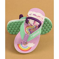 Cute Walk by Babyhug Flip Flops with Back Strap Closure & Unicorn Print - Green