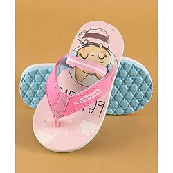 Cute Walk by Babyhug Flip Flops with Back Strap Closure & Fox Print - Pink