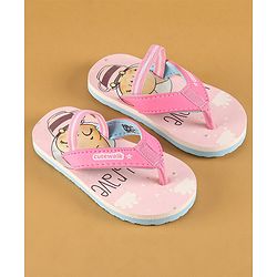 Cute Walk by Babyhug Flip Flops with Back Strap Closure & Fox Print - Pink