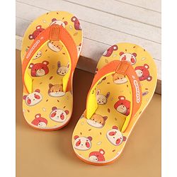 Cute Walk by Babyhug Slip On Flip Flops with Animal Print - Yellow