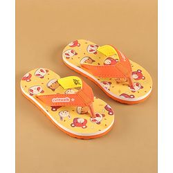 Cute Walk by Babyhug Slip On Flip Flops with Animal Print - Yellow