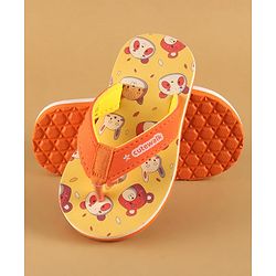 Cute Walk by Babyhug Slip On Flip Flops with Animal Print - Yellow