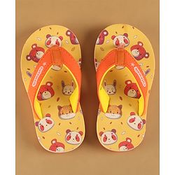 Cute Walk by Babyhug Slip On Flip Flops with Animal Print - Yellow