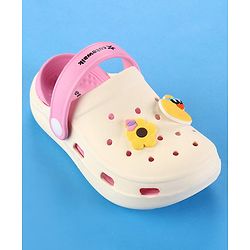 Cute Walk by Babyhug Clogs with Back Strap & Floral Paper Plane Applique - Pink
