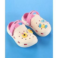 Cute Walk by Babyhug Clogs with Back Strap & Floral Paper Plane Applique - Pink