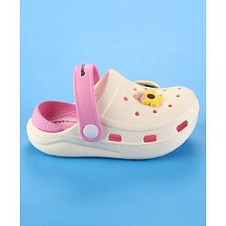 Cute Walk by Babyhug Clogs with Back Strap & Floral Paper Plane Applique - Pink