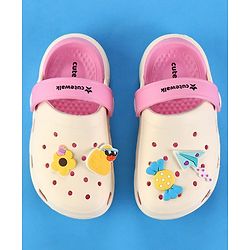 Cute Walk by Babyhug Clogs with Back Strap & Floral Paper Plane Applique - Pink